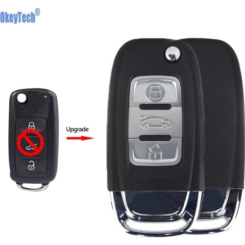OkeyTech Folding Remote Car Key Case For VW Volkswagen Caddy Golf Jetta Beetle Polo Tiguan Modified Car Key Case Uncut Blade