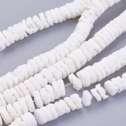 Flat Round Natural White Shell Beads 5.5~7.5mm Disc Heishi Beads for Jewelry Making DIY Women Bracelet about 275pcs/strand