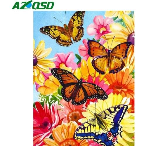 AZQSD Painting By Numbers Butterfly Drawing On Canvas Abstract Art Acrylic Paint Unframe Coloring By Numbers Animal Unique Gift