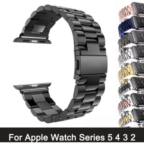 For Apple Watch Series 6 5 4 3 2 Band Strap 40mm 44mm 42mm Black Stainless Steel Bracelet Strap Adapter for iWatch Band 4 3 38mm