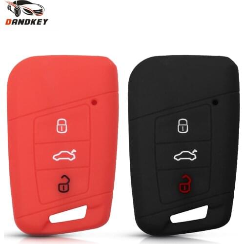 Dandkey 3 Buttons Silicone Rubber Car Remote Key Shell Case Fob For VW PASSAT For Skoda Kodiaq Superb A7 2015 2016 2017 2018