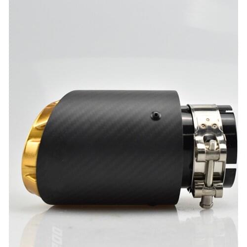 SORMOR New Style Custom Carbon Fiber + Balck Stainless +Gold Plated Modified Muffler Exhaust Tip For Universal Car