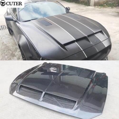 GT500 style Carbon fiber FRP engine hood bonnet for Mustang Car body kit 2018