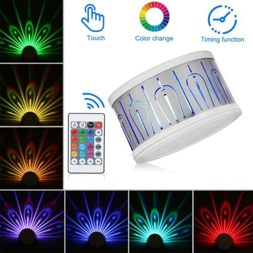 LED Wall Light Peacock Projection Lamp Remote Control Home Romantic Atmosphere Colorful Corridors Background Night Light