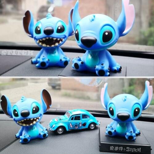 Creative Cartoon Disney Lilo & Stitch Figure Model Shaking Head Dolls Toy Q Version Stitch Car Ornaments Desktop Decoration Gift