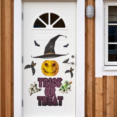 Halloween Decoration Wall Sticker Horror Pumpkin Bat Window Wall Door Floor Sticker DIY Halloween Party Decor Haunted House Prop