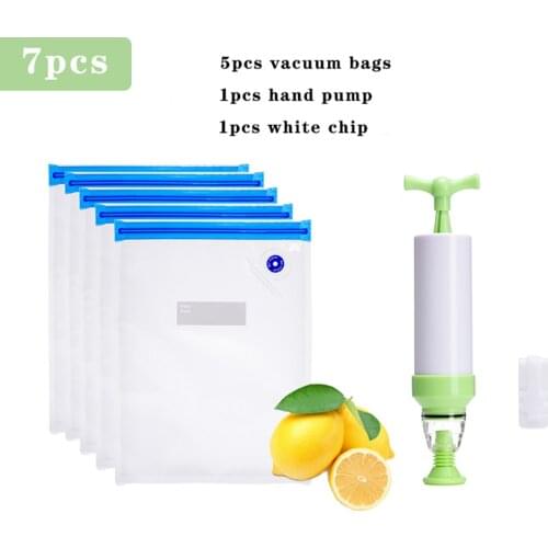 Reusable BPA Free Sous Vide Home Kitchen Vacuum Seal Sealer Food Storage Zip Packing Bags with Hand Pump