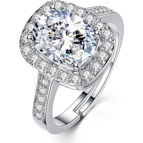 Gorgeous Clear Crystal Bridal Rings for Women Female Wedding Engagement Promise Finger Ring Adjustable Bijoux New Year Gift