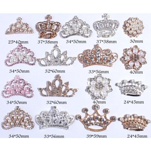 120PCS Handmade Vintage Metal Decorative Buttons Crystal Pearl With Ivory Color Alloy Flatback Rhinestone Buttons Craft Supplies