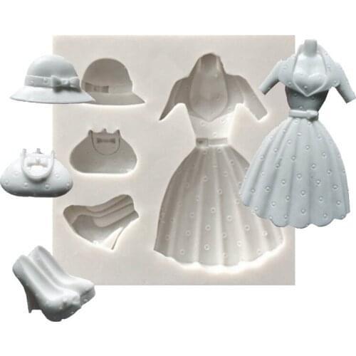 High heels Skirts Bags Sunbonnet Silicone Fondant Cake Chocolate Candy Silicone Decorating Mould Tools