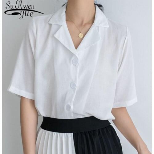 Fashion Vintage Blouse Women Blusas Mujer De Moda 2019 Summer Ladies Clothing White Suit Collar Elegant Tops 5247 50
