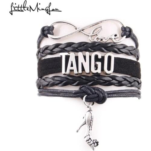 Infinity love Tango women Bracelet stacks high heels Charm leather wrap dance bracelets & bangles for Women Men Dancer jewelry
