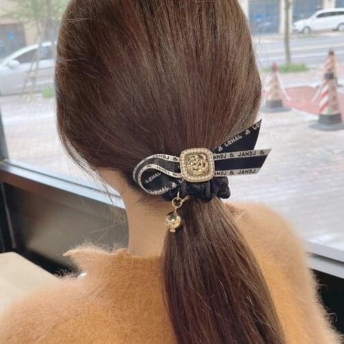 Women Elastic Hair Bands Hair Tie Girl Acrylic Leopard Beads Korean Hair Accessories Handmade Head Bands Wholesale