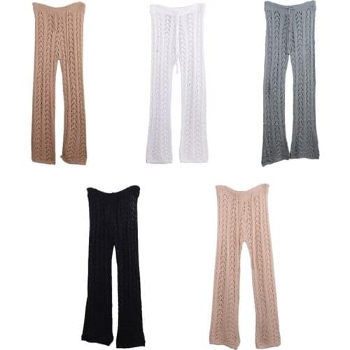 Women Sexy Crochet Swim Pants Hollow Out Mesh Swimsuit Cover Up Beach Trousers