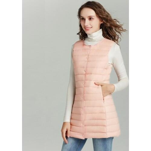 Sleeveless Waistcoat New Spring Women Long Vest Slim Sweet Vest Ultra Light Down Vest Jacket