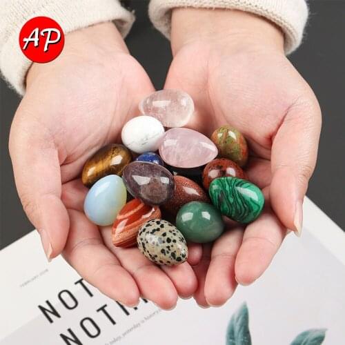 30x20mm Natural Crystal Egg Shaped Stone Healing Crystal Massage Stone Gemstone Reiki Playing With Accessory Minerale Decoration