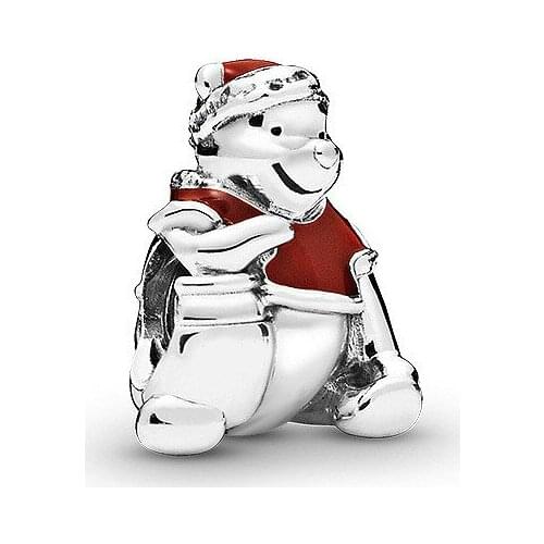 5PCS Fashion Silver Color Pendant Enamel Cartoon Bear Charm Animal Beads Fit Original Women Bracelet DIY Jewelry Christmas Gift