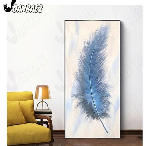 Blue Feather Diamond Painting 5D Diy Wall Art Simple Still Life Embroidery Inlaid Home Room Decoration Gift Accessories