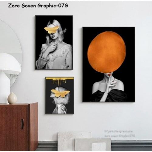 Black White Fashion Woman Portrait With Glitter Butterfly Canvas Poster And Print Picture For Gallery Wall Art Decoration