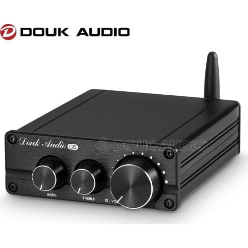 Douk Audio G6 Bluetooth 5.0 Digital 2.1 Channel Amplifier Subwoofer Stereo Audio Power Amp Tone Control APTX-HD