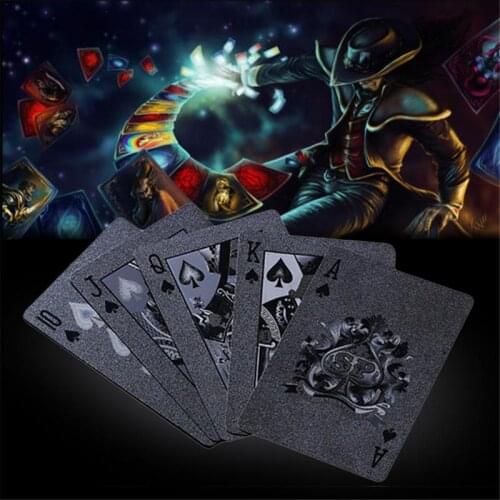 Quality Waterproof PET Playing Cards Set Trend 54pcs Deck Poker Classic Magic Tricks Tool Pure Black Magic Box-packed