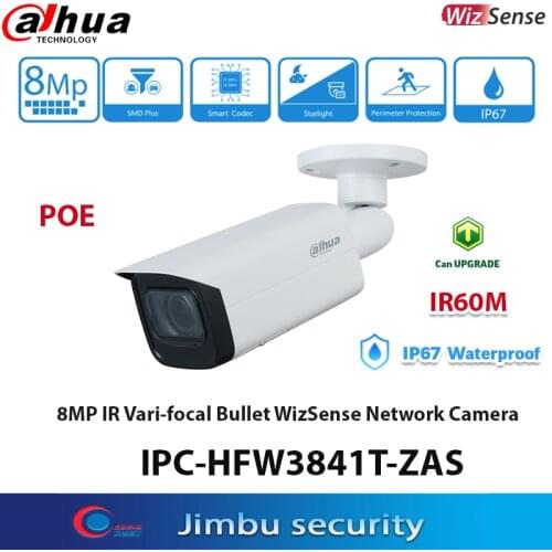 Dahua POE 8MP IP camera IPC-HFW3841T-ZAS WizSense Built-in IR LED 60m Intelligent detection IP67 HFW3841T-ZAS detection Abnormal