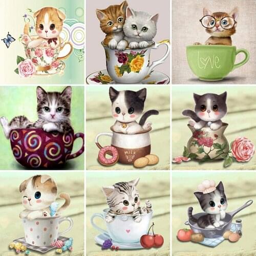 Evershine Full Drill Square Diamond Painting Cat 5D DIY Diamond Embroidery Animal Mosaic Art Cross Stitch Wall Handmade Gift