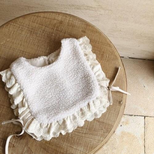 Korean Style New Winter Toddlers Kids Fleece Lace Bibs Children Clothes Accessories Match Vest Baby Girls Warm Princess Bibs