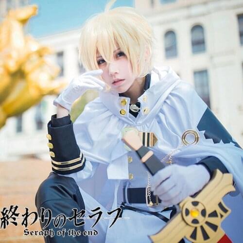 Anime Seraph Of The End Owari no Seraph Mikaela Hyakuya Uniform Cosplay Costume with Wig Full Set Mikaela Hyakuya Halloween Suit