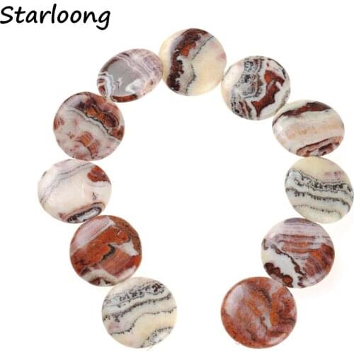 Round Shape Natural Geode Red Agates Gem Stone Stripe Flat Slice Slab Loose Strand Spacer Beads Chip For Jewelry Making Necklace