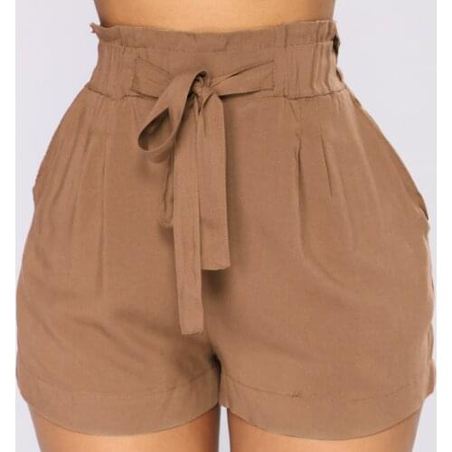 Summer Ruffle Shorts Bow Lace-up Womens Loose Shorts with Pocket Y2k Casual A-line Korean Slim High Waist Short Pants Streetwear