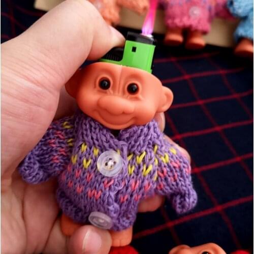 Cute Rubber Doll Lighters Case Bic Plastic slim Lighter Case Sweate Trolldroll Armor Shell General Body Protection Lighter cover