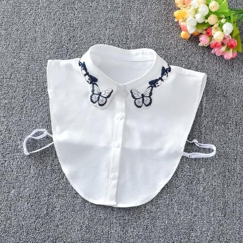 Fashion Lapel Embroidery Fake Collar Women Shirt White False Collars Woman Solid Color Detachable Collar For Mens Sweater Tie