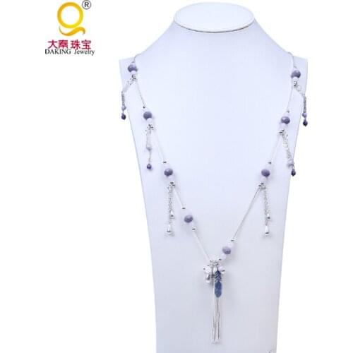 Newest boho jewelry exaggerated metal tassel chain feather charms necklace crystal and glass statement necklace