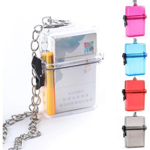 New 1pcs Waterproof Clear Cigarette Case Box Chain Neck-hung Plastic Transparent Bag Storage Box Portable Club Travel