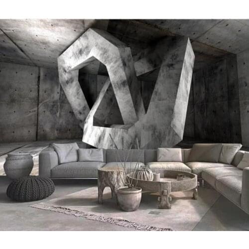 Wallpaper for walls 3 d for living room Extended space three-dimensional cement board special-shaped building background wall