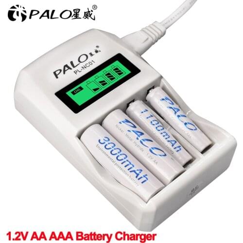 PALO 4 Slot Fast Smart LCD Display Battery Charger For 1.2V AA/AAA/Ni-MH/Ni-Cd Rechargeable Batteries Quick Smart Charger