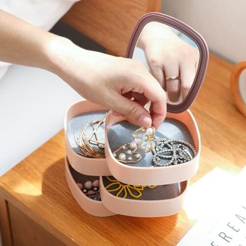 Plastic Jewelry Box Nordic Style Rotating Jewelry Storage Rack Multi-layer Earring Box Jewelry Storage Box