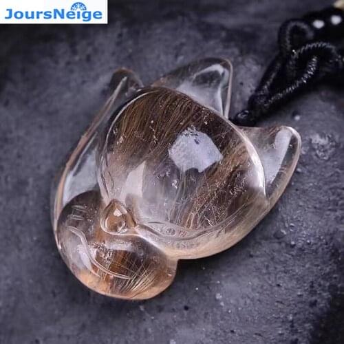 JoursNeige Gold Hair Natural Crystal Fox Pendants Stone Necklace Lucky for Women Men Sweater Chain Necklace Fashion Jewelry