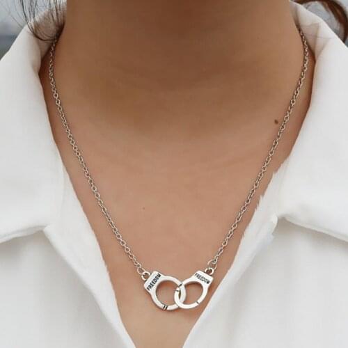 HOT Handcuff Pendant Necklace Trendy Street Style Metal Long Chain Clavicle Necklaces Valentines Day Gifts Fashion Jewelry