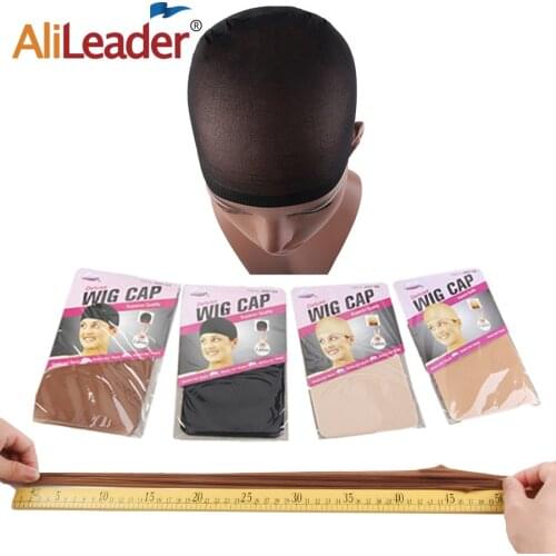 Alileader Black Stocking Wig Caps Transparent Wig Cap Stocking Stretch Hairnet Polyester Mesh Wigs Cap For Making Wigs Free Size