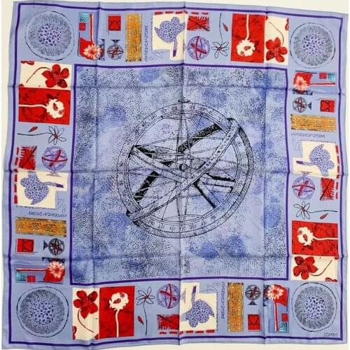 SCARFIGO 80*80CM Big Square Silk Scarves For Women Vintage Printing Headscarf Womens Bandana