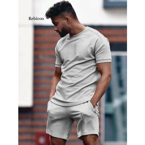 Dihope Men Tracksuits Short Sleeve T-shorts And Short Sport Suits Sweatsuits Sportswear Male Summer 2 Piece Set Casual Clothes