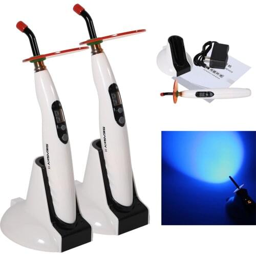 2 Pcs Dental LED Curing Light Lamp Wireless 4 Cure Adjustable Working Time Black Color Dental Equipment