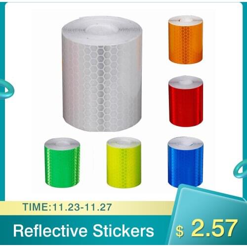 5cmx3m Reflective Bicycle Stickers Adhesive Tape For Bike Safety White Red Yellow Orange Blue Green Reflective Bike Stickers