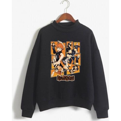 Harajuku Anime Haikyuu Print Tops High School Hoodies Womens Clothes