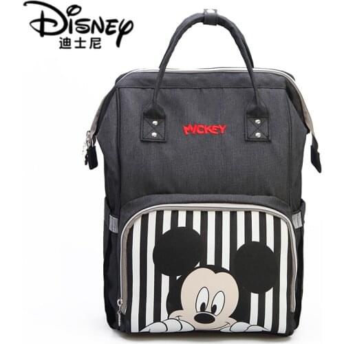 Disney Mickey Minnie Travel Diaper Bag Bolsa MaternidadeWaterproof Stroller Bag USB Baby Bottle Warmer Mummy Backpack Nappy Bag