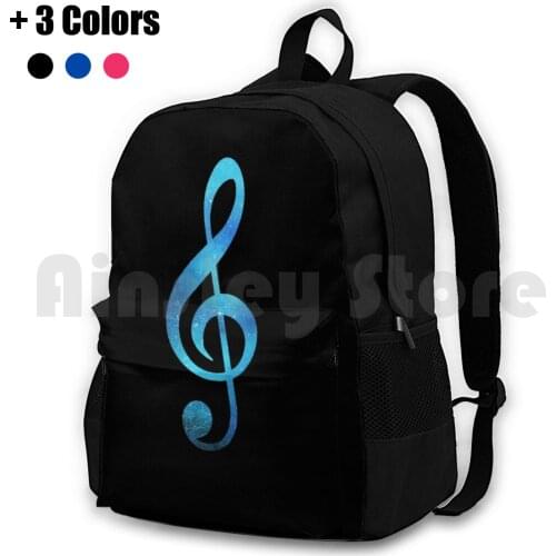 Treble Clef-Light Blue Color Gradient Outdoor Hiking Backpack Waterproof Camping Travel Treble Clef Clef Treble Music Note