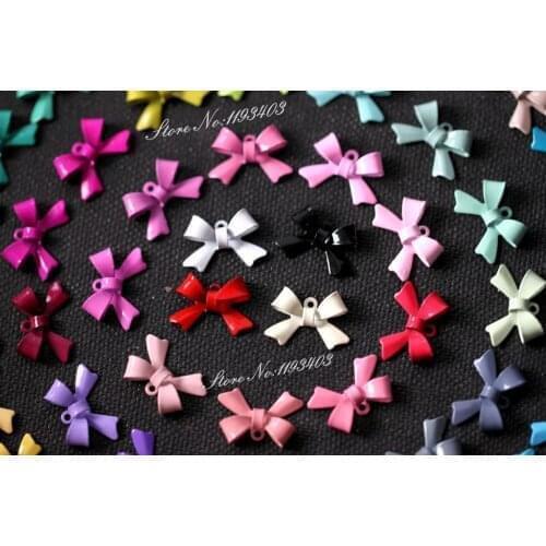 Choose the Color 20PCS Mix RAINBOW bowknot Colored Enameled Bow Charm Pendant Connector 11mm x 16mm E-6 (No37-51)