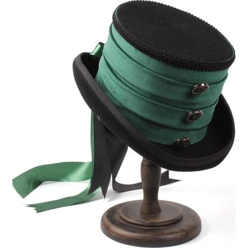 Top 15CM Black Wool Women Bride Handwork Fedora Top Hat Lady Mesh Traditional Beaver Feather Party Wedding Hat